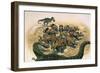 A Herd of Triceratops Defend their Territory Against a Pair of Tyrannosaurus Rex-null-Framed Art Print