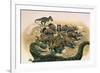 A Herd of Triceratops Defend their Territory Against a Pair of Tyrannosaurus Rex-null-Framed Art Print