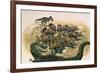 A Herd of Triceratops Defend their Territory Against a Pair of Tyrannosaurus Rex-null-Framed Art Print