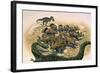 A Herd of Triceratops Defend their Territory Against a Pair of Tyrannosaurus Rex-null-Framed Art Print