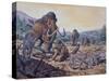 A Herd of Woolly Mammoth and Scimitar Sabertooth, Pleistocene Epoch-null-Stretched Canvas