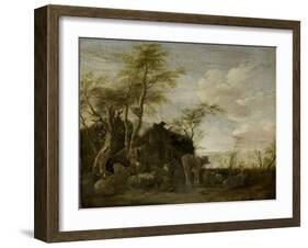 A Herdsmans Hut-Paulus Potter-Framed Art Print