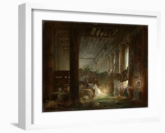 A Hermit Praying in the Ruins of a Roman Temple. c.1760-Hubert Robert-Framed Giclee Print