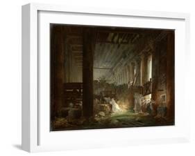 A Hermit Praying in the Ruins of a Roman Temple. c.1760-Hubert Robert-Framed Giclee Print