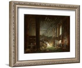 A Hermit Praying in the Ruins of a Roman Temple. c.1760-Hubert Robert-Framed Giclee Print