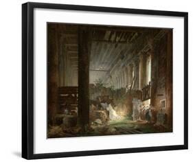 A Hermit Praying in the Ruins of a Roman Temple-Hubert Robert-Framed Art Print