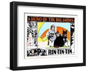 A Hero of the Big Snows, from Left, Alice Calhoun, Mary Jane Milliken, Rin Tin Tin, 1926-null-Framed Art Print