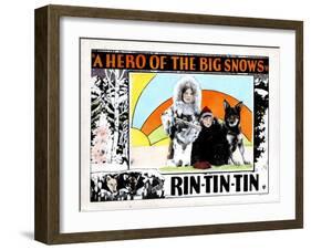 A Hero of the Big Snows, from Left, Alice Calhoun, Mary Jane Milliken, Rin Tin Tin, 1926-null-Framed Art Print