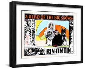 A Hero of the Big Snows, from Left, Alice Calhoun, Mary Jane Milliken, Rin Tin Tin, 1926-null-Framed Art Print