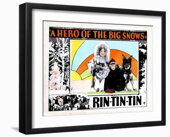 A Hero of the Big Snows, from Left, Alice Calhoun, Mary Jane Milliken, Rin Tin Tin, 1926-null-Framed Art Print