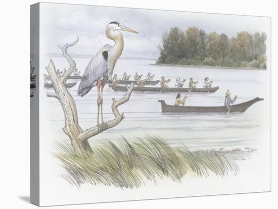 A Heron Perched on a Dead Branch-Roger Cooke-Stretched Canvas