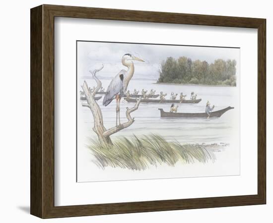 A Heron Perched on a Dead Branch-Roger Cooke-Framed Giclee Print