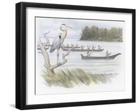 A Heron Perched on a Dead Branch-Roger Cooke-Framed Giclee Print