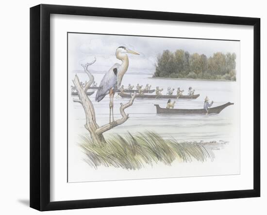 A Heron Perched on a Dead Branch-Roger Cooke-Framed Giclee Print