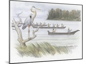 A Heron Perched on a Dead Branch-Roger Cooke-Mounted Giclee Print