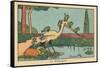 A Heron's Beak Acts as a Slide for Frogs Diving into the Pond.” the Tobogan” ,1936 (Illustration)-Benjamin Rabier-Framed Stretched Canvas