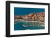 A high angle view of Menton, with local beaches and harbors. Provence Alpes Cote d'Azur, France.-Sergio Pitamitz-Framed Photographic Print