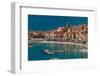 A high angle view of Menton, with local beaches and harbors. Provence Alpes Cote d'Azur, France.-Sergio Pitamitz-Framed Photographic Print