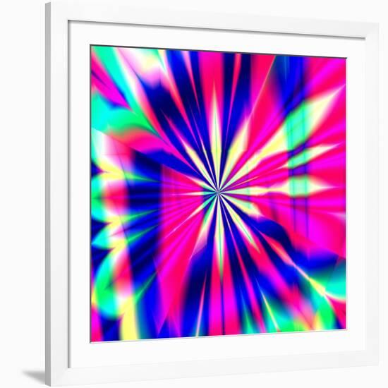 A High Resolution, Fractal Design that Simulates a Retro Psychedelic Background-rgasteff-Framed Photographic Print