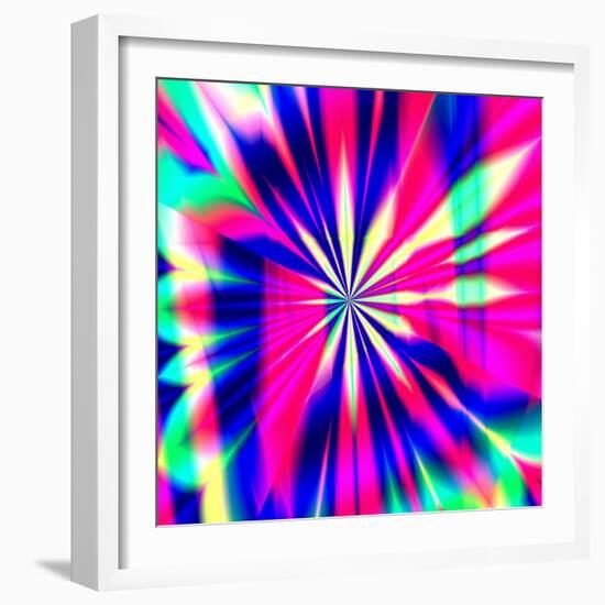 A High Resolution, Fractal Design that Simulates a Retro Psychedelic Background-rgasteff-Framed Photographic Print