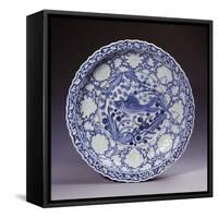 A Highly Important Yuan Blue and White Large "Fish" Dish, 14th Century-null-Framed Stretched Canvas