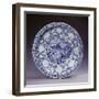 A Highly Important Yuan Blue and White Large "Fish" Dish, 14th Century-null-Framed Giclee Print