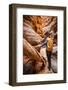 A Hiker Navigates Her Way Through Mystery Canyon, Zion National Park, Utah-Louis Arevalo-Framed Photographic Print