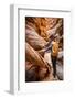 A Hiker Navigates Her Way Through Mystery Canyon, Zion National Park, Utah-Louis Arevalo-Framed Photographic Print