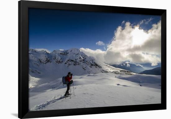 A Hiker Photographing the Winter Landscape (Val D'Ayas, Valle D'Aosta)-ClickAlps-Framed Photographic Print