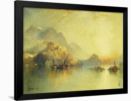 A Hillside Village at Sunset, 1918-Thomas Moran-Framed Giclee Print