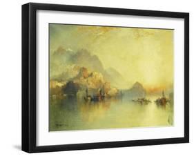 A Hillside Village at Sunset, 1918-Thomas Moran-Framed Giclee Print