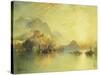 A Hillside Village at Sunset, 1918-Thomas Moran-Stretched Canvas