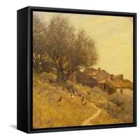 A Hillside Village in Provence-Henry Herbert La Thangue-Framed Stretched Canvas