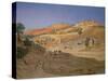 A Hilly Landscape with Arabs and a Ruined Temple (Oil)-Hubert Sattler-Stretched Canvas