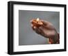 A Hindu Devotee Holds an Earthen Lamp as She Offers Prayers to the Sun God in Siliguri-Rupak De Chowdhuri-Framed Photographic Print