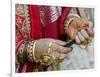 A Hindu Woman Performs Religious Rituals as She Offers Prayers to the Sun God-null-Framed Photographic Print