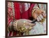 A Hindu Woman Performs Religious Rituals as She Offers Prayers to the Sun God-null-Framed Photographic Print