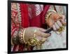 A Hindu Woman Performs Religious Rituals as She Offers Prayers to the Sun God-null-Framed Photographic Print