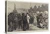 A Hiring and Statue Fair in the North of England-Alfred Edward Emslie-Stretched Canvas