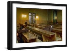 A holiday in the old peoples home Trivulzio in Milan,  1892.-Angelo Morbelli-Framed Giclee Print