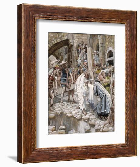 A Holy Woman Wipes the Face of Jesus, Illustration for 'The Life of Christ', C.1886-94-James Tissot-Framed Giclee Print