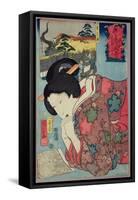 A Honey Shop and a Married Woman Looking at a Calendar, 1852-Kuniyoshi Utagawa-Framed Stretched Canvas