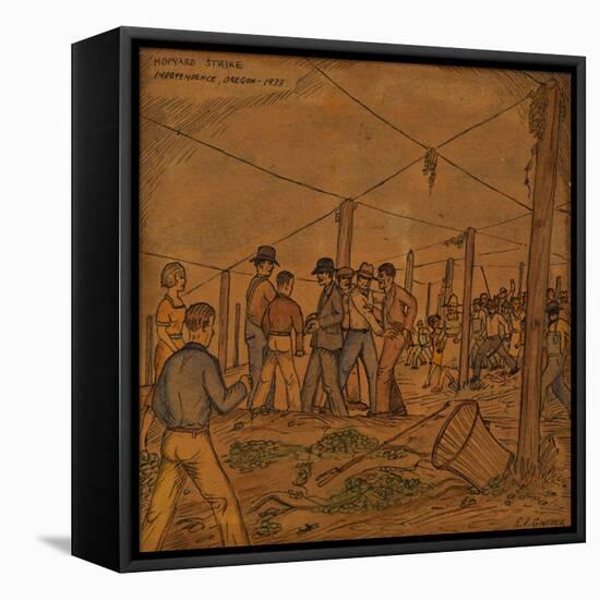 A Hop Field of Strikers and Farmers in Independence-Ronald Ginther-Framed Stretched Canvas