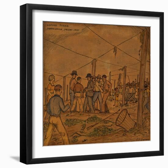 A Hop Field of Strikers and Farmers in Independence-Ronald Ginther-Framed Giclee Print