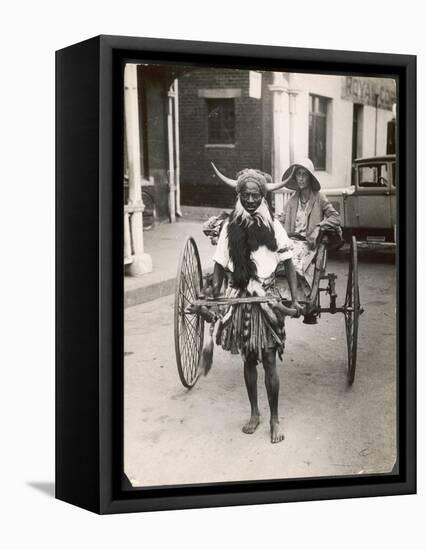 A Horned Rickshaw Man in Bulawayo, Southern Rhodesia (Now Zimbabwe)-null-Framed Stretched Canvas