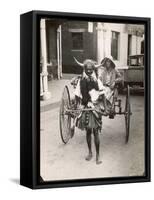 A Horned Rickshaw Man in Bulawayo, Southern Rhodesia (Now Zimbabwe)-null-Framed Stretched Canvas
