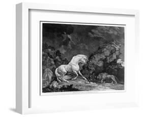 A Horse Affrighted by a Lion, Engraved by the Artist, 1777 (Etching)-George Stubbs-Framed Premium Giclee Print