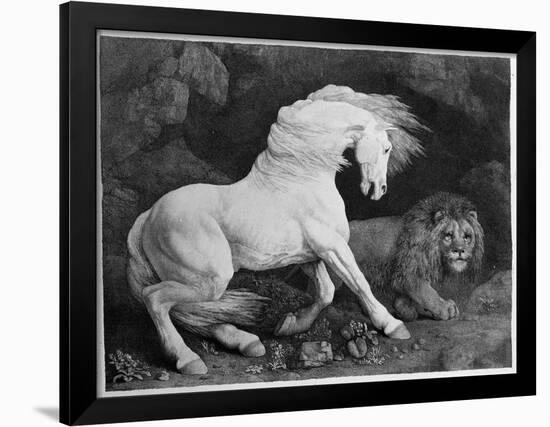 A Horse Affrighted by a Lion, Engraved by the Artist, 1788 (Etching)-George Stubbs-Framed Giclee Print