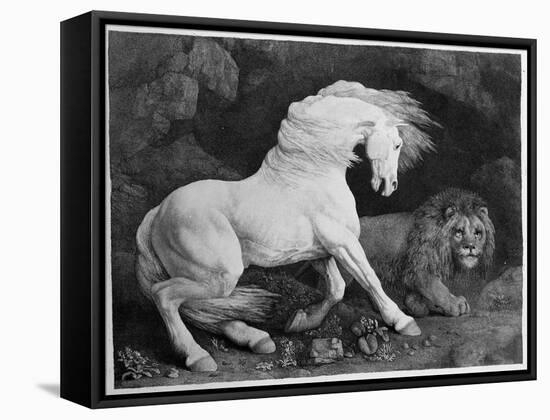A Horse Affrighted by a Lion, Engraved by the Artist, 1788 (Etching)-George Stubbs-Framed Stretched Canvas