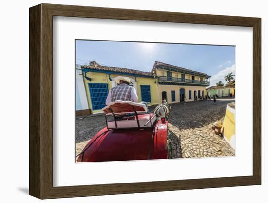 A horse-drawn cart known locally as a coche in Plaza Mayor, Trinidad, UNESCO World Heritage Site, C-Michael Nolan-Framed Photographic Print